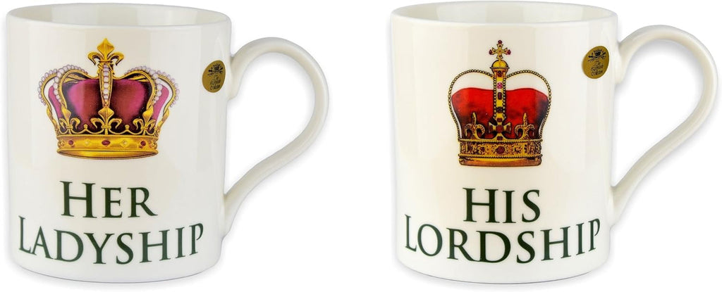 His Lordship & Her Ladyship Fine China Set of 2 Mugs in Individual Gift Boxes