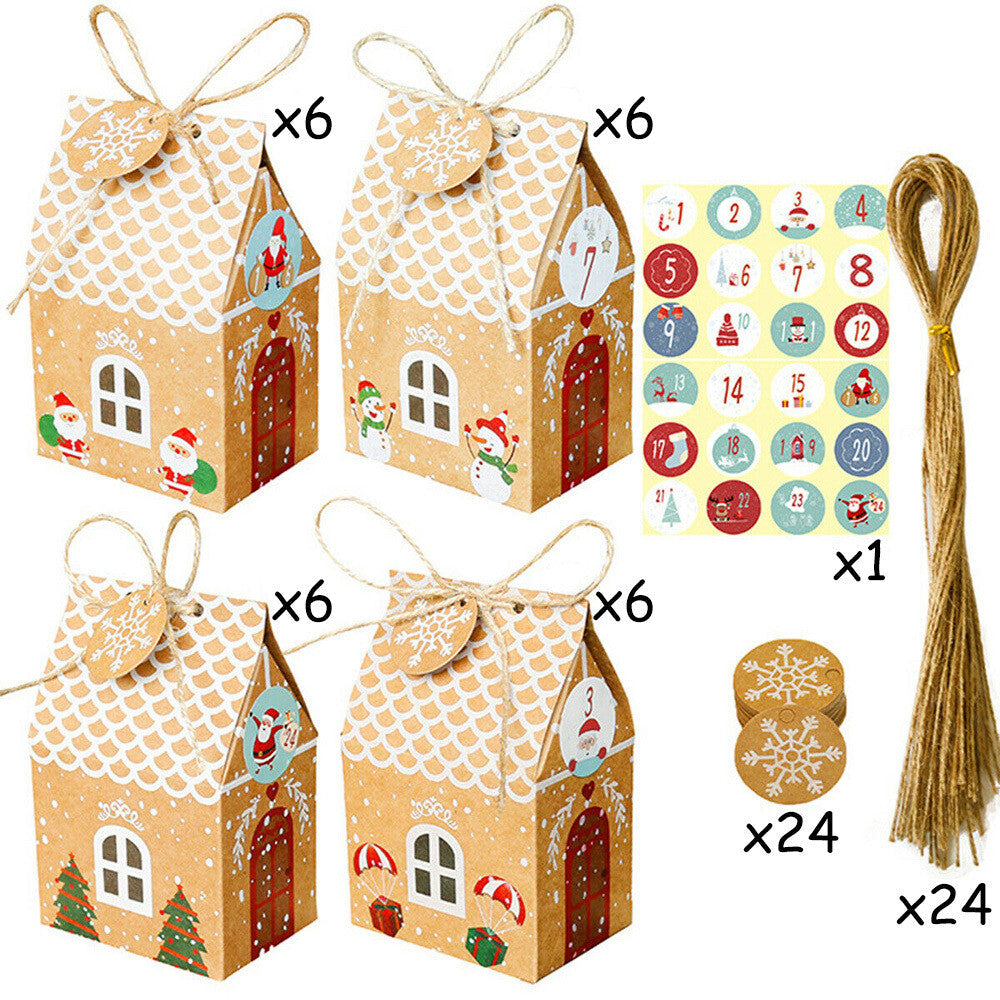 24Pcs Christmas Candy Gift Bags Xmas Cookie Packaging Party Boxes Sweets Box UK