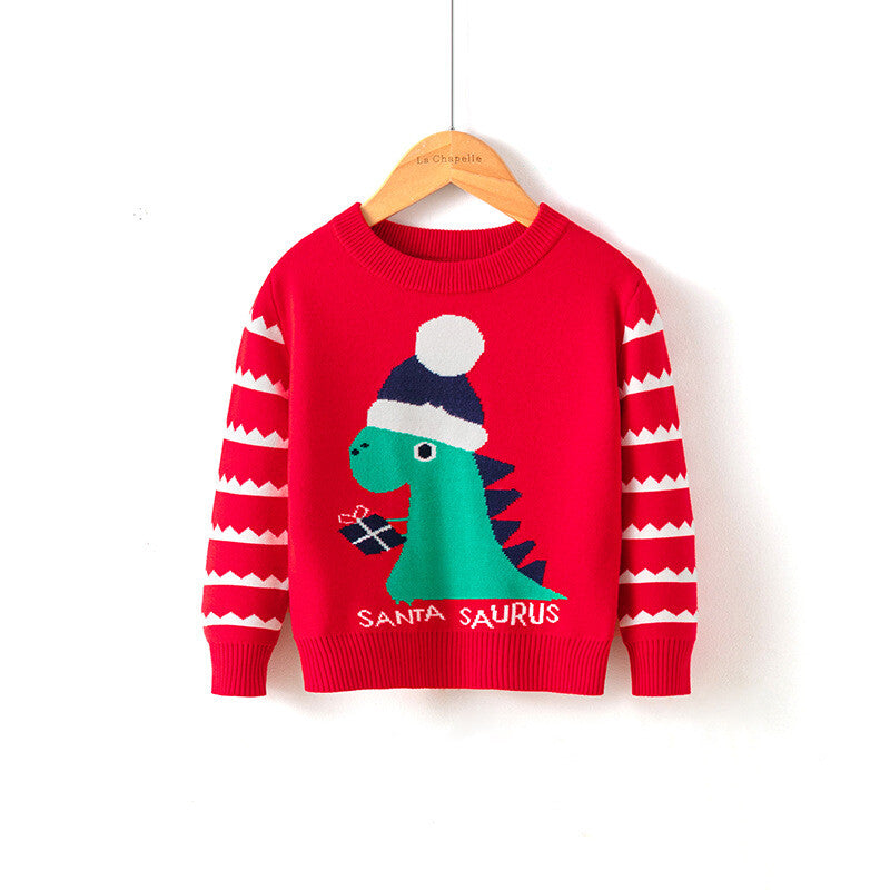 Children'S Christmas Sweater Dinosaur Bottoming Pullover Sweater