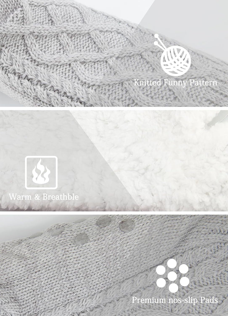 Slipper Socks for Women Men Warm Holding Sock Non Slip Knitted Thick Lined Cosy Winter Fluffy Bed Slippers Suitable for Indoor Home House Floor