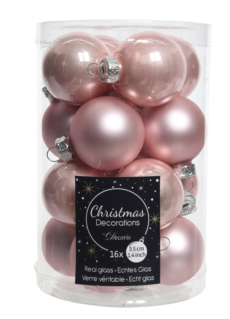 Pale Pink Glass Baubles Christmas Tree Ornaments Hanging Decorations 3.5 Cm X 16