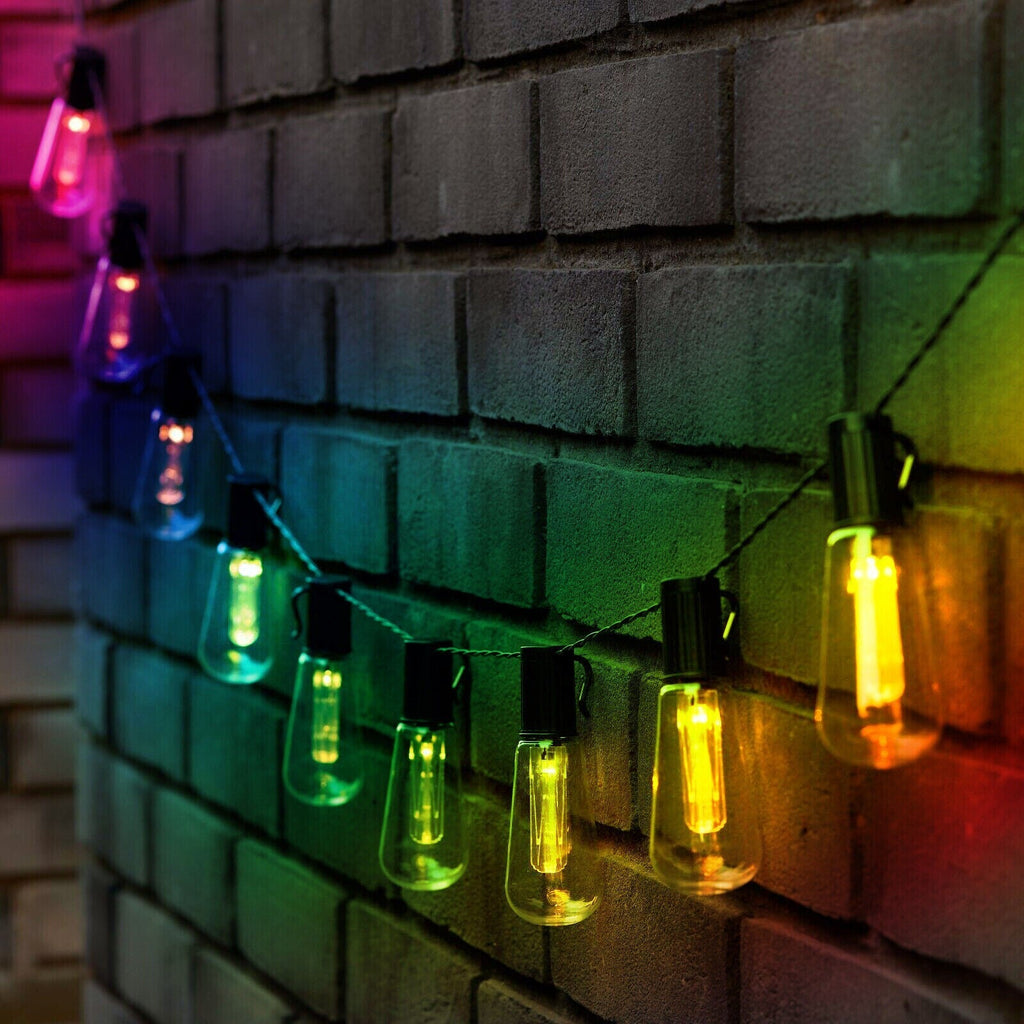 10 LED Solar Powered Retro Bulb String Lights Garden Outdoor Fairy Party Lamp
