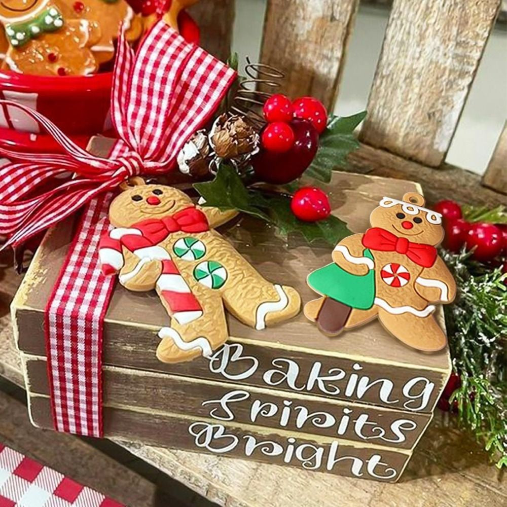 12Pcs Home Decoration Xmas Tree Ornament Gingerbread Man New Year Decor