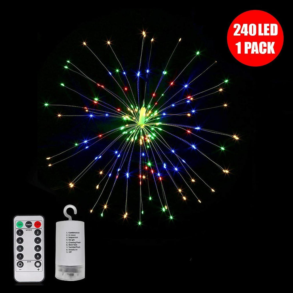 Multi Colour 240 LED Firework Star Xmas Copper Strip Light Wedding Party Hanging