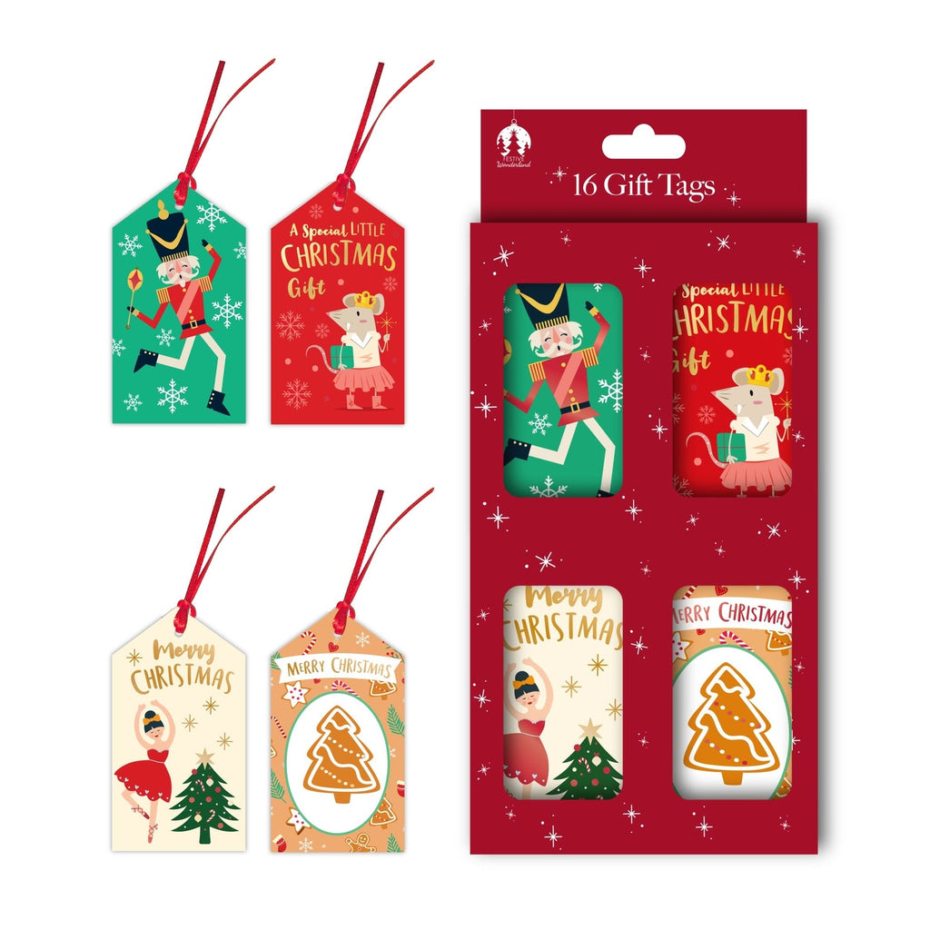 4X 4M Nutcracker Christmas Wrapping Paper Rolls Ballerina Xmas Gift Wrap 16 Tags