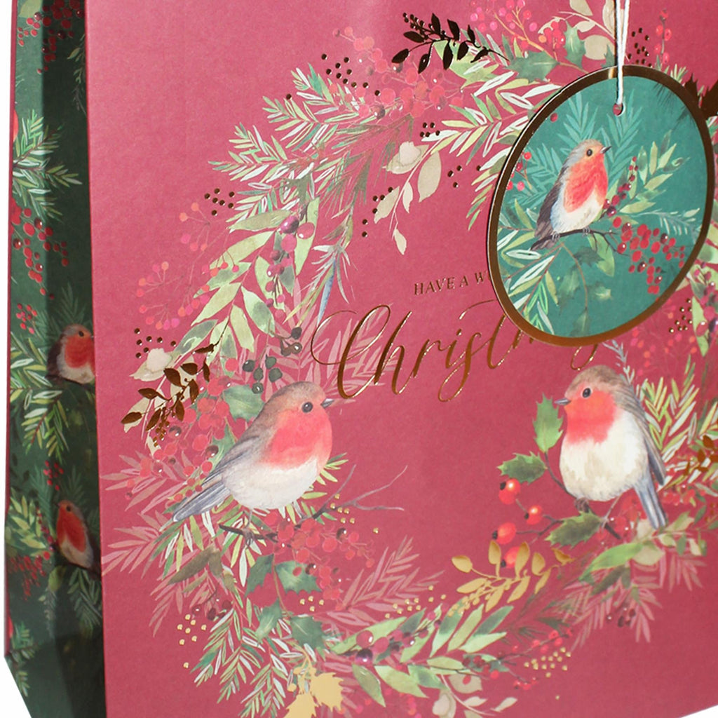 Christmas Gift Bag with Tag 100% Recyclable 25Cm X 21.5Cm - Choose Design