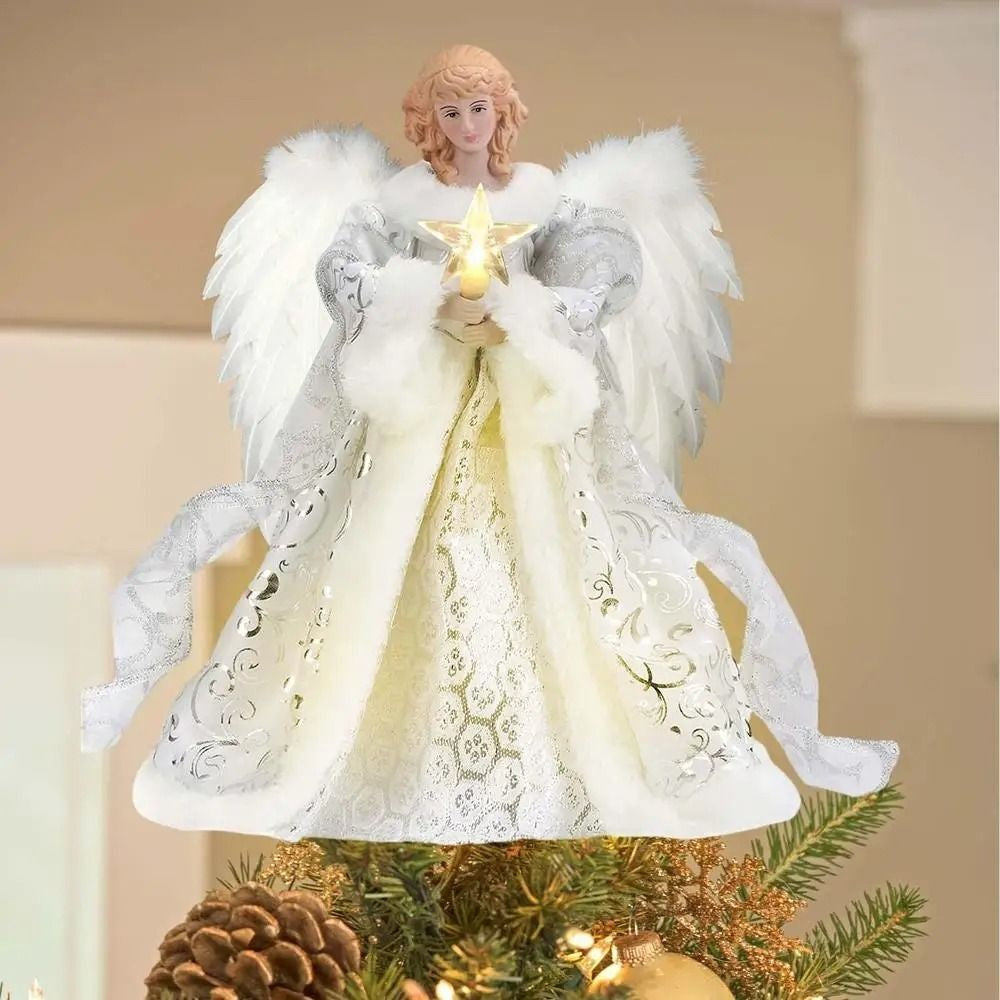 Christmas Angel Fairy Tree Topper Festive Xmas Tree Tops Ornament Decor Gift