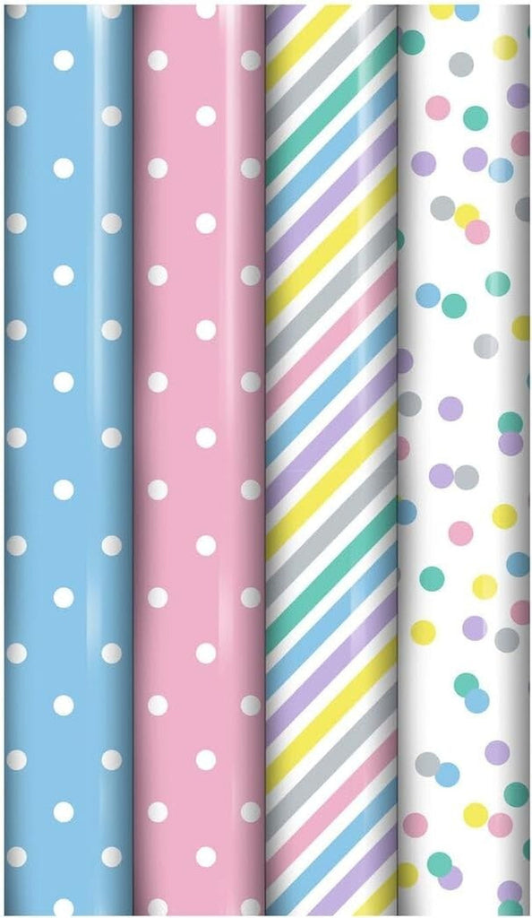 Pack of 4 X 3M Happy Birthday Gift Wrapping Paper Roll - Assorted Designs