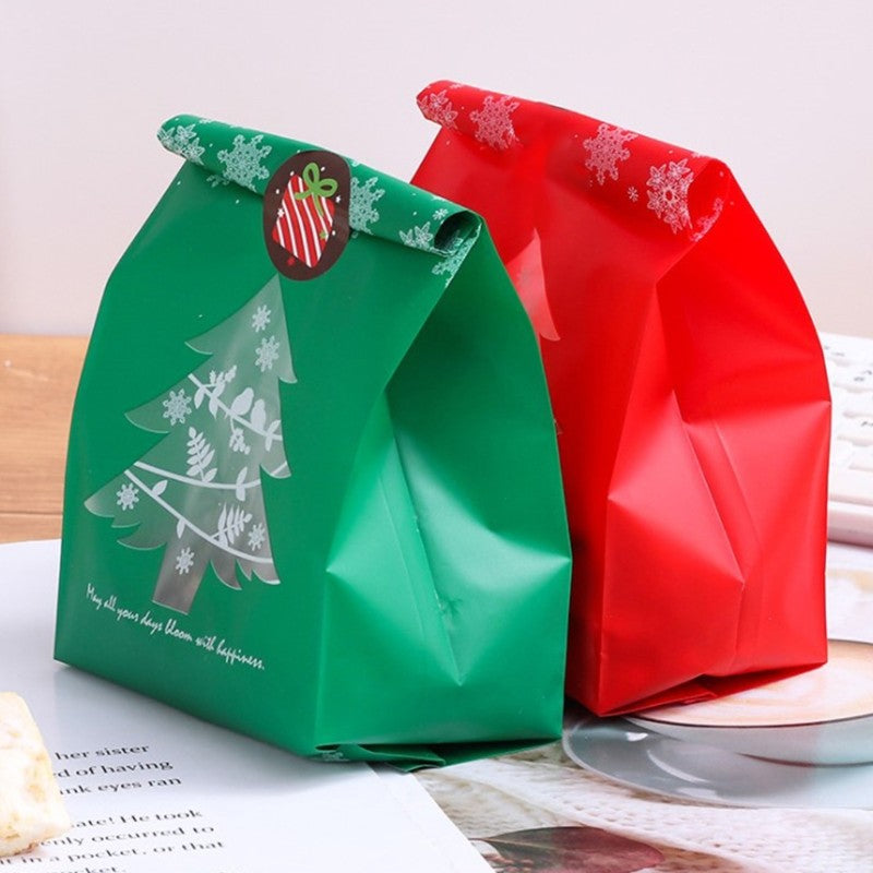 50Pcs Christmas Plastic Candy Bag Snowflake Tree Cookies Packaging Decor