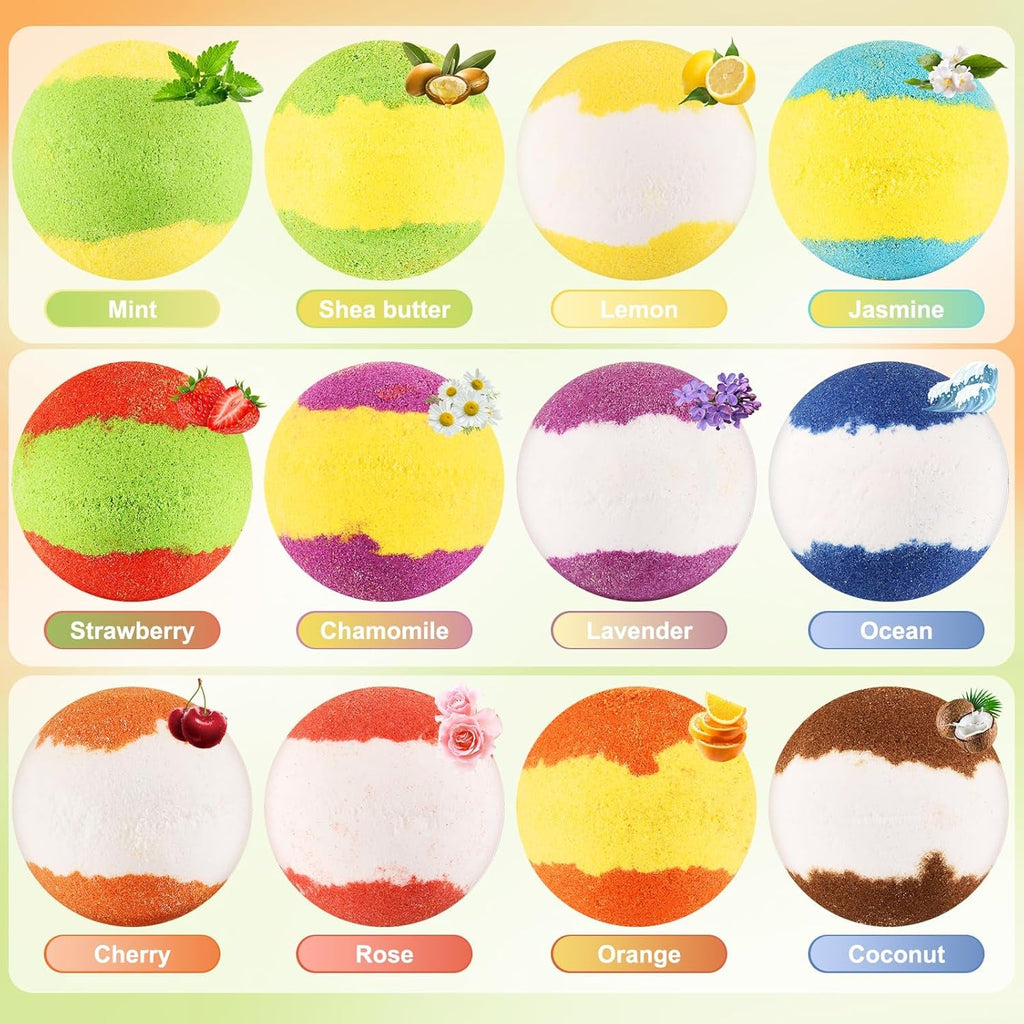 Bath Bombs Gift Set, 12-Pieces Handmade Fizzy Bubble Bath Bombs, Birthday Mothers Day Gifts Idea for Her/Him, Wife, Girlfriend, Vegan & Cruelty Free