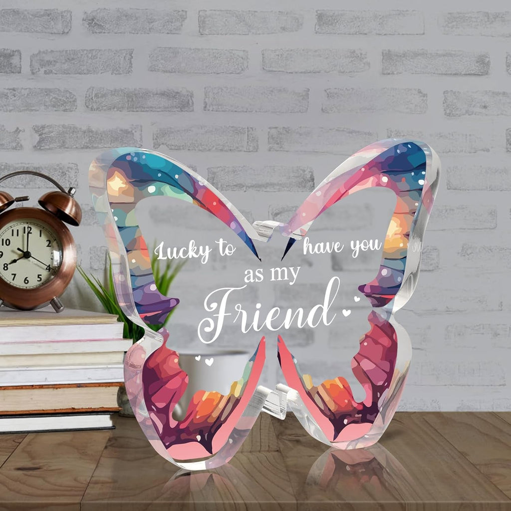 Friendship Gifts for Women,Special Friend Gifts, to My Bestie Easter Gifts Beautiful Butterfly Acrylic Plaque, Best Friend Birthday Gifts for Women, Christmas Wedding Presents for Friends