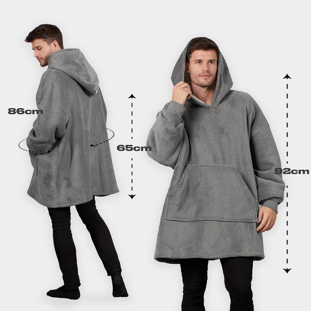 Hoodie Blanket, Mothers Day Gifts Ultra Soft Sherpa Fleece Warm Comfy Cosy Oversized Wearable Giant Sweatshirt Throw for Women Girls Adults Men Boys Kids Big Pocket - One Size