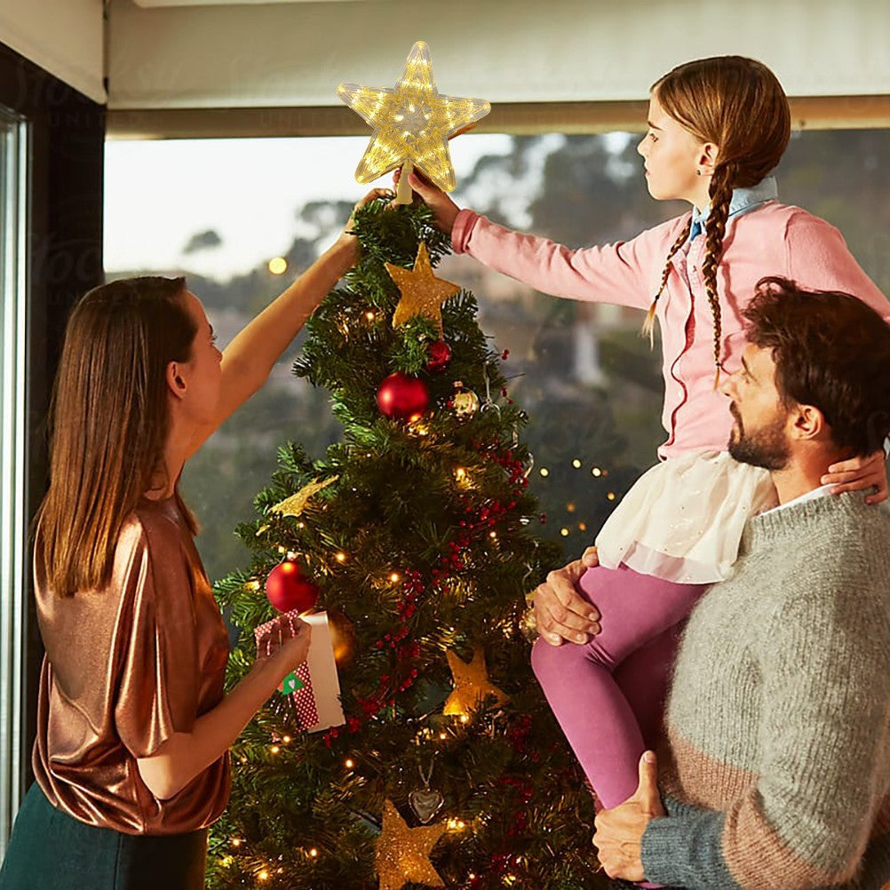 24Cm LED Christmas Tree Topper Star Xmas Tree Light Ornaments Party Tree Decor