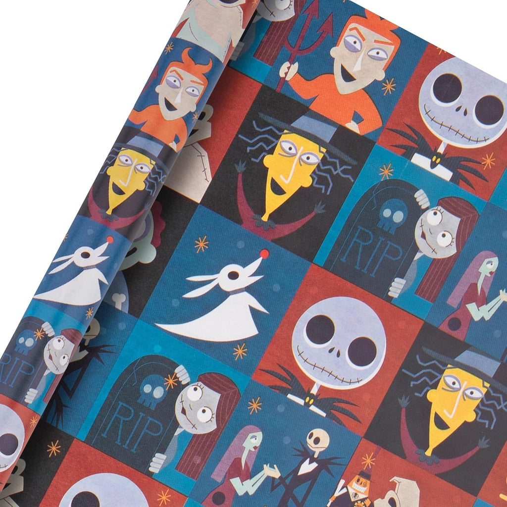 6M Wrapping Paper, Pack of 3, the Nightmare before Christmas, Jack Skellington, 2M Each, Birthday, Christmas, Halloween