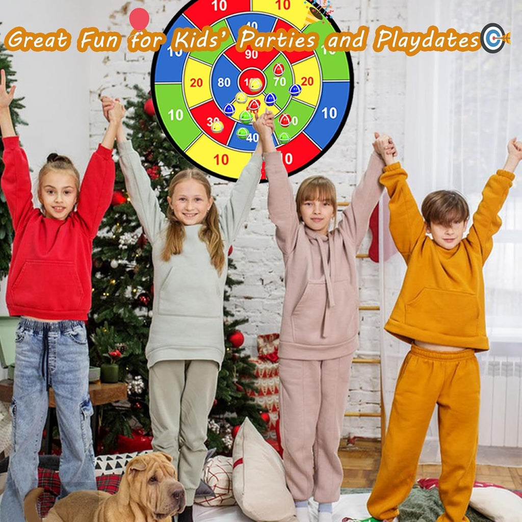 29 Inches Kids Dart Board Set,Double Sided Dart Board Dinosaur Toys for Boys with 12 Sticky Balls 12 Darts Indoor & Outdoor Party Games Toys Gifts for 3 4 5 6 7 8 9 10 11 12+ Year Old Boys Girls