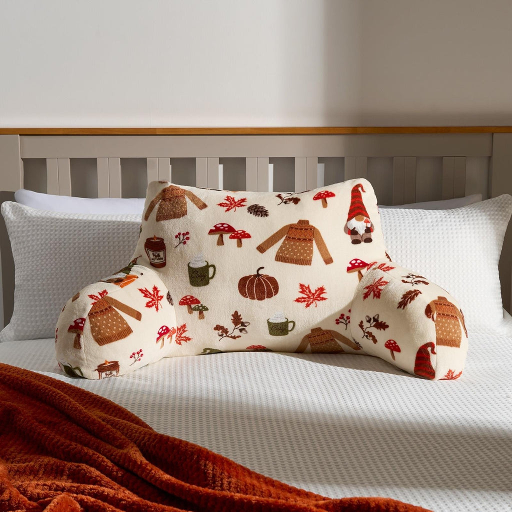 Reading Pillow for Bed Sofa, Autumn Novelty Cuddle Cushion with Arms Super Soft