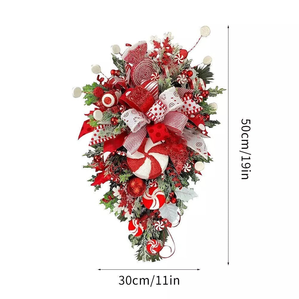 Xmas Front Door Wall Decor Candy Cane Christmas Wreath