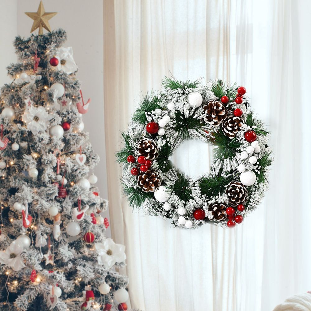 Large Snowy Christmas Wreath for Front Door Garland Christmas Decoration Outdoor