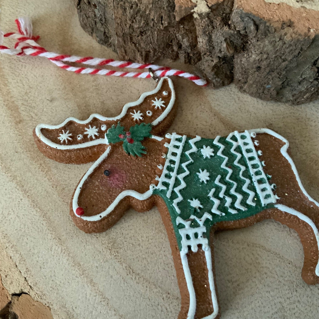 Iced Gingerbread Style Cookie Christmas Decoration Robin Jumper Gisela Graham