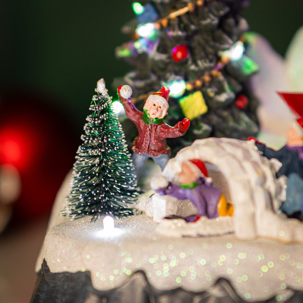 Christmas Village Scene Decoration Sledging Musical Moving Ornament Light Up