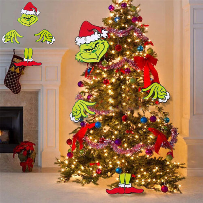4PCS Large Grinch Christmas Tree Decoration Hatents Insert Creative Xmas Gifts