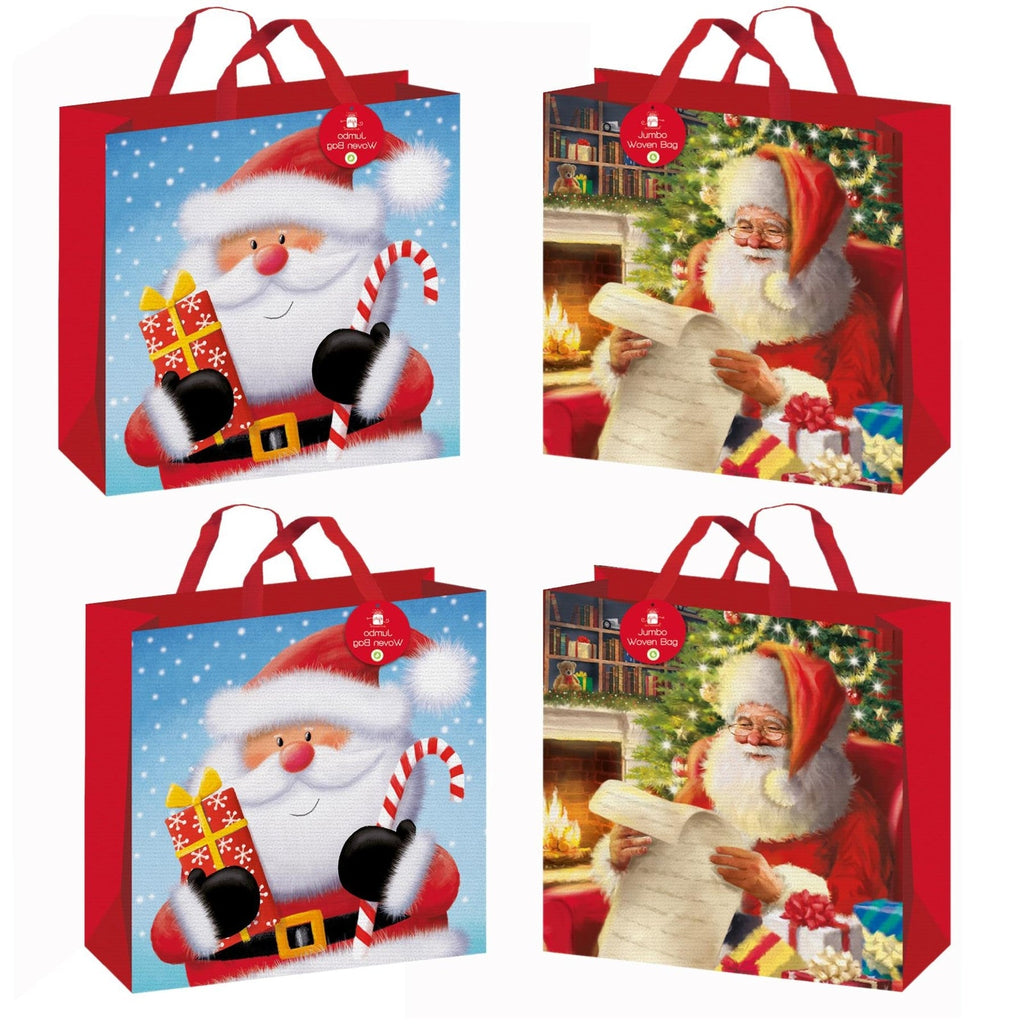2 X Large Christmas Gift Bags Xmas Presents Woven 45Cm X 45Cm - Choose Design