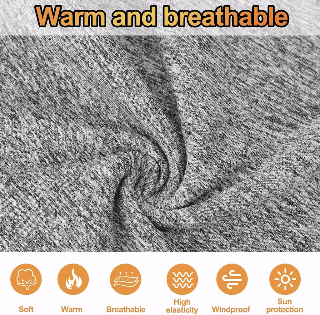 2 Pcs Winter Neck Warmer Snood for Men Women Windproof Neck Gaiter Fleece Bandana Face Covering Mask for Cycling Motorbike Hiking Bike Skiing Running Outdoor Sports Black & Grey