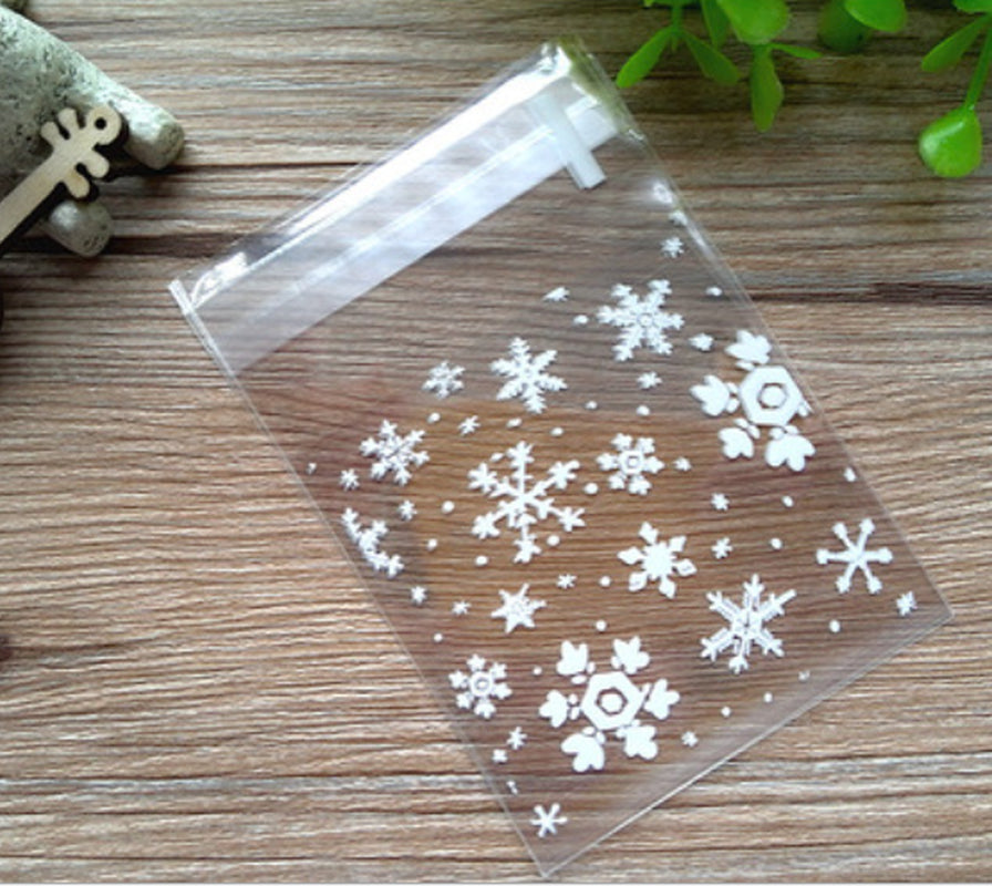 New Christmas 100Pcs Self Adhesive Bag Cookie Candy Gift Packaging Bags 10X10Cm