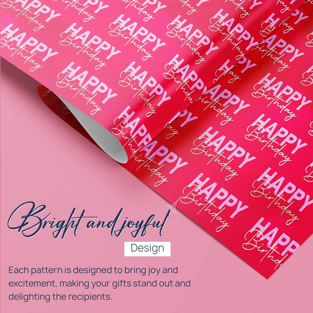 Pack of 4 X 3M Happy Birthday Gift Wrapping Paper Roll - Assorted Designs