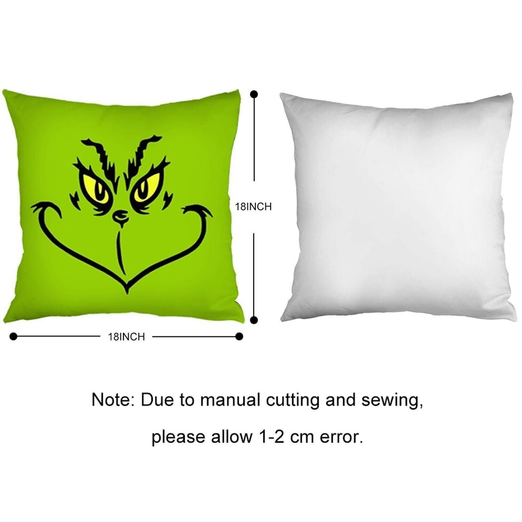 4Pcs Christmas Grinch Cushion Cover Pillow Case Xmas Sofa Pillowcase Decor~