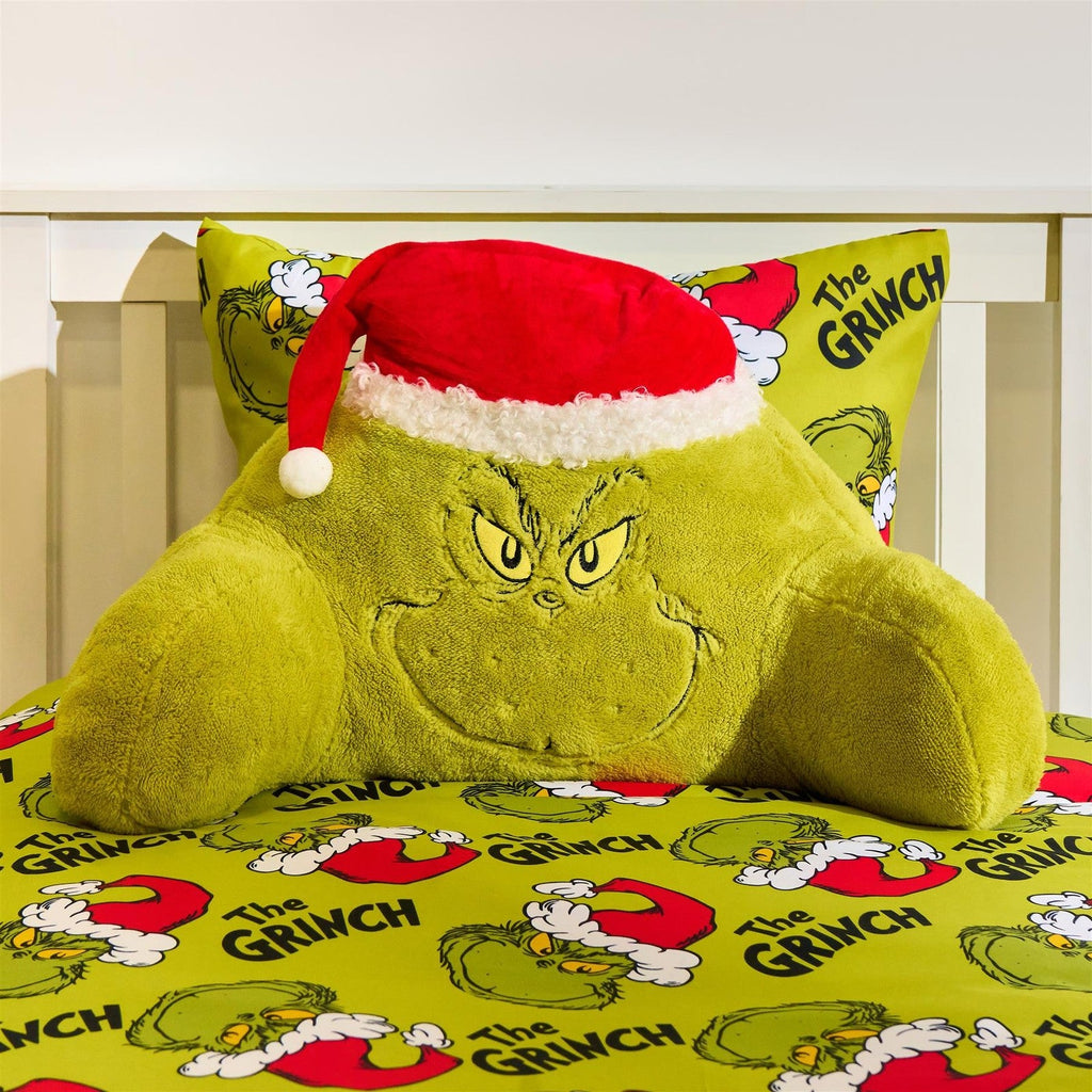 OHS X Grinch Cushion Kids Xmas Cuddle Reading Pillow Soft Teddy Fleece Bed Chair