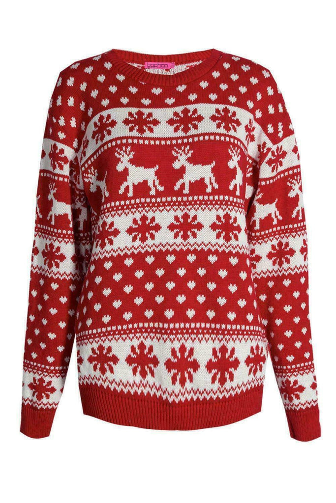 Boys Girls Kids Christmas Jumper Reindeer Sweater Xmas Snowflakes Top Age 5-14