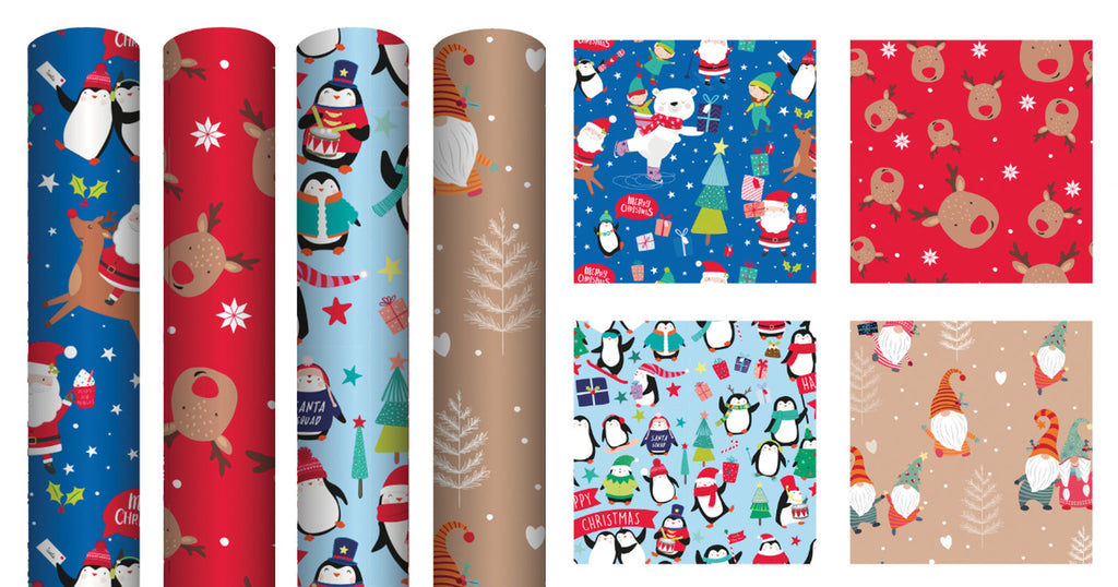 4 Rolls Christmas Gift Wrapping Kids Designs Paper 7M X 70Cm Roll 28 Metre