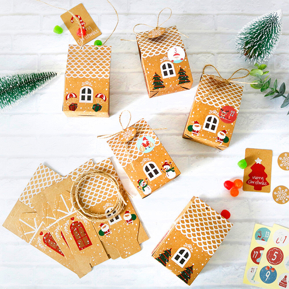24Pcs Christmas Candy Gift Bags Xmas Cookie Packaging Party Boxes Sweets Box UK