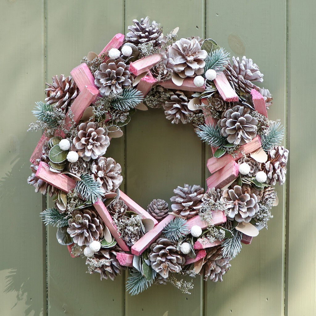 Front Door 36Cm Pastel Pink Wreath Xmas Garland Tree Fireplace Christmas Decor