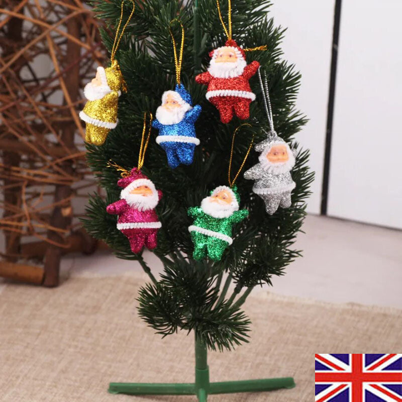 Pack of 6 Vintage 1970S STYLE Santa Christmas Tree Decorations New Sealed