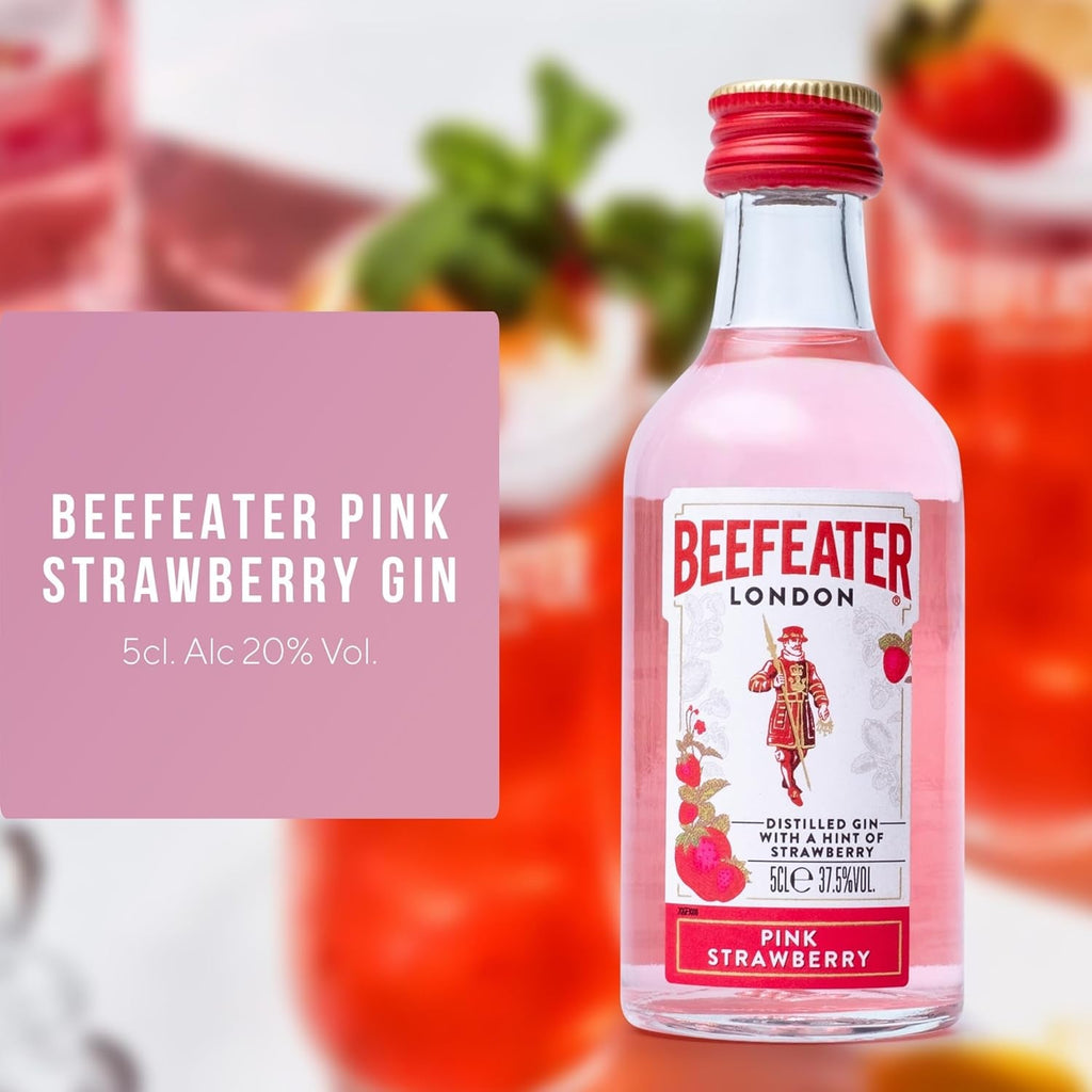 Pink Gin Gift Set - Gin Gifts for Women, 4X5Cl Beefeater Pink Strawberry, Gordons, Edinburgh Plum & Vanilla, Dockyard Cherries & Berries Flavoured Liqueur, Womens Alcohol Gifts, Birthday