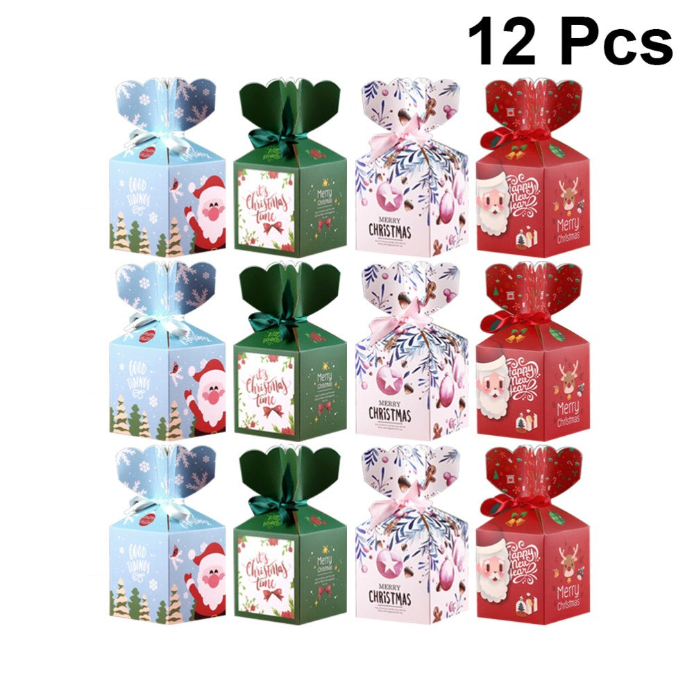 12 PCS Christmas Apple Packaging Box Child Cartoon Packing Boxes