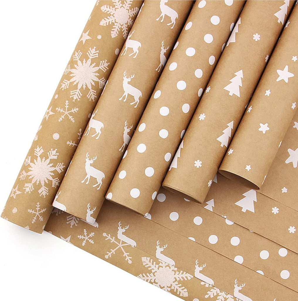 5PC 44*300CM Christmas Wrapping Paper Rolls Bundle, Gift Wrapping Paper Set, ...