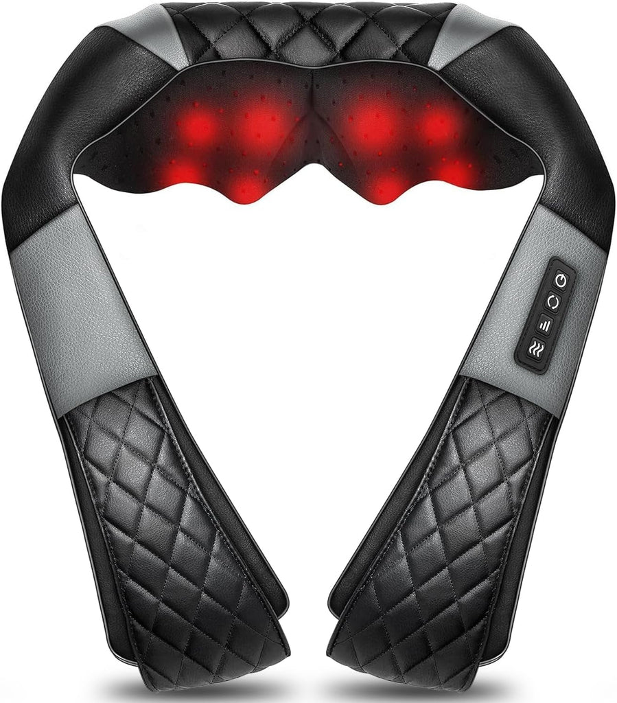 Shiatsu Back Shouder and Neck Massager with Heat - Gifts for Women/Men/Mum/Dad - Electric Deep Tissue 4D Kneading Massager for Back, Neck and Shouer Pain Relief, Use at Home, Office, Car