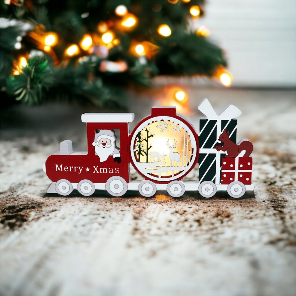 Lightup Wooden LED Train Christmas Battery Powered Decoration Ornament Festive