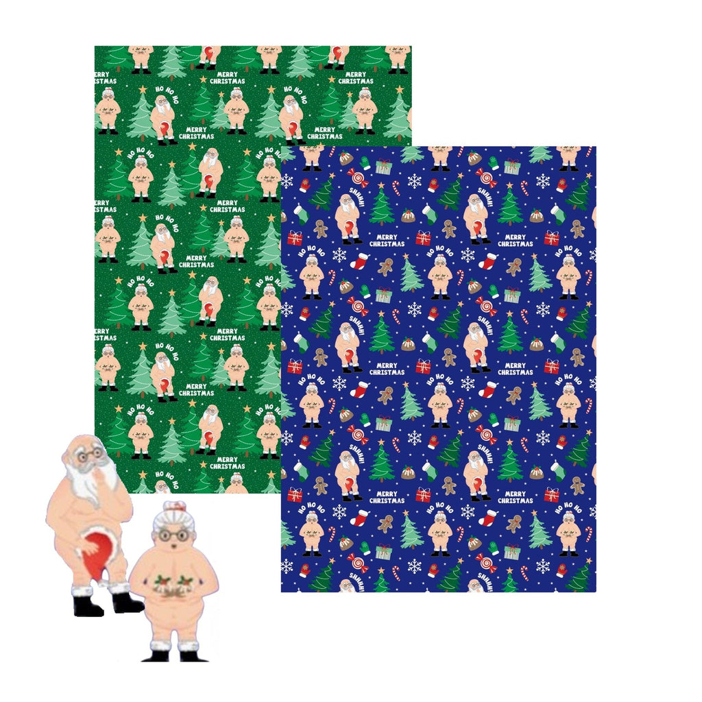 2 Rude Santa Christmas Wrapping Paper Rolls Funny Novelty Gift Wrap 15M X 50Cm