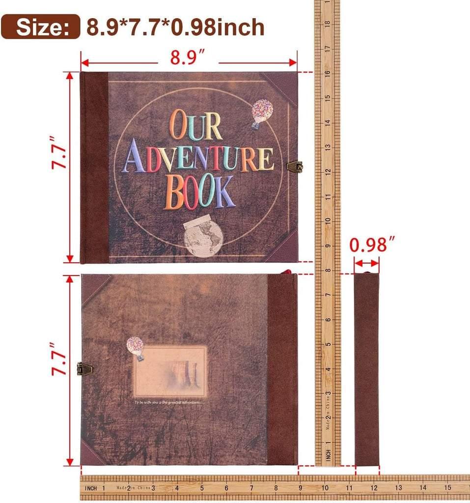 Our Adventure Book Scrapbook Photo Album with 146 Pages Embossed Words Hard Cover Travel Scrapbook, Memory Book for Anniversary Wedding, Valentines' Gifts, Christmases Etc, 8.9 * 7.7 In