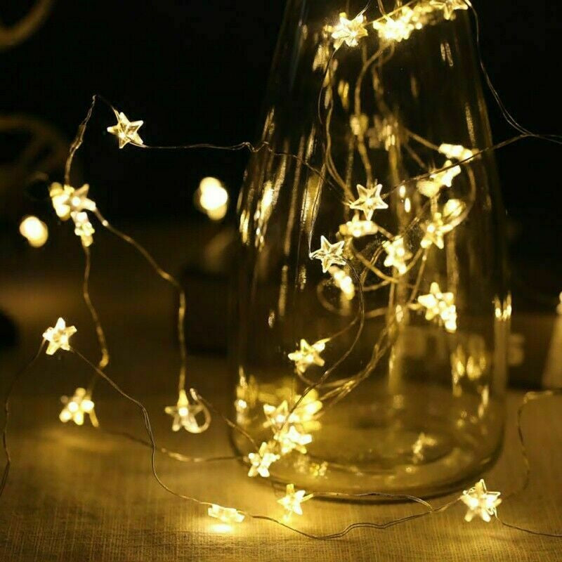 20 LED Star Lights Battery Garden Fairy String Micro Wedding Party Bedroom Decor