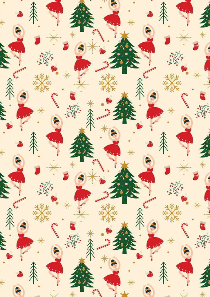 4X 4M Nutcracker Christmas Wrapping Paper Rolls Ballerina Xmas Gift Wrap 16 Tags