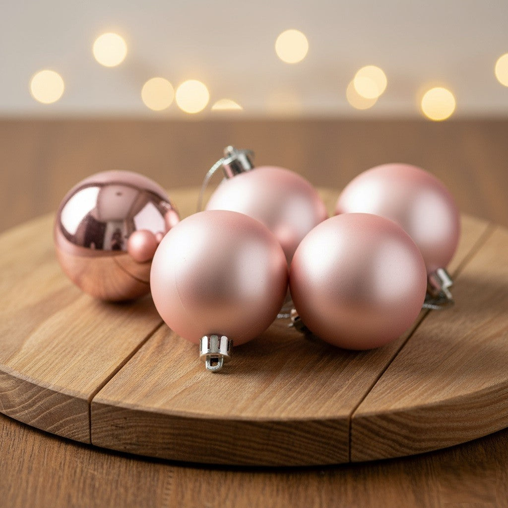 30 Blush Pink Christmas Tree Baubles Shatterproof Hanging Decoration 4Cm 5Cm 6Cm