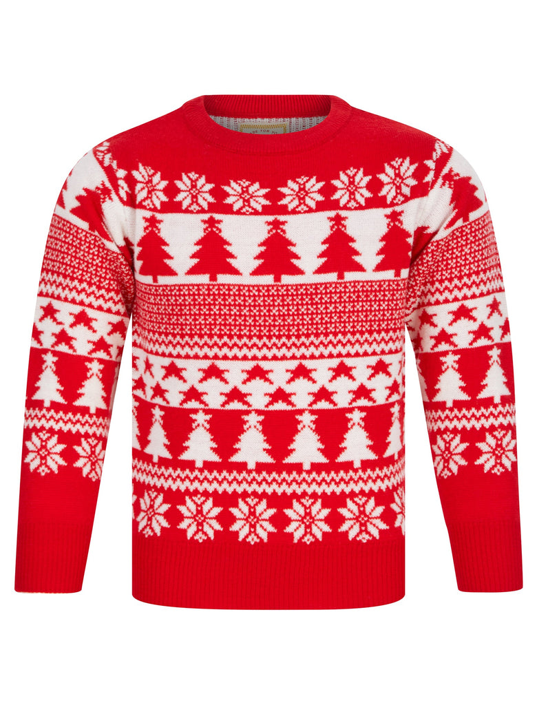 Kids Girls Christmas Jumper Star Tree Nordic Fairisle Xmas Sweater Novelty