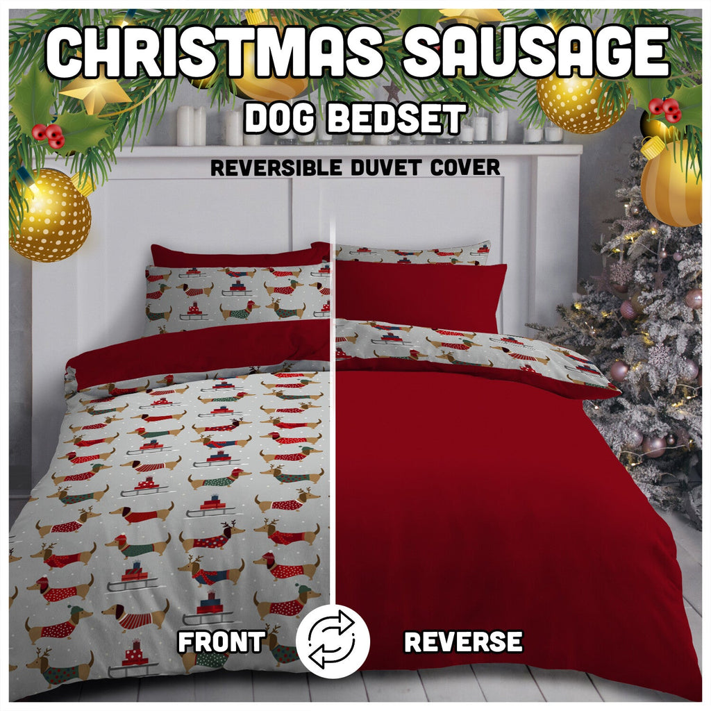 Christmas Duvet Cover Teddy Bedding Reversible Quilt Set Single Double Size UK