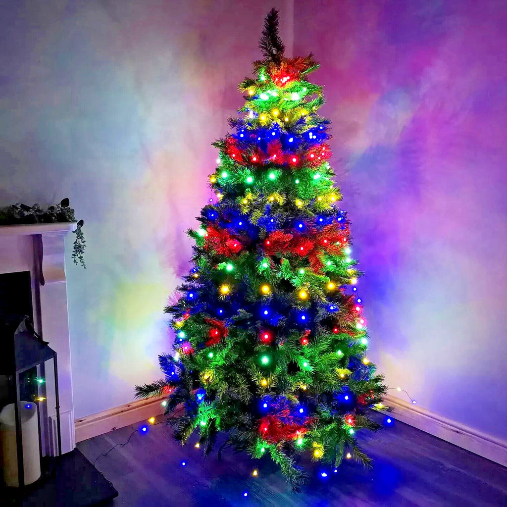 PREMIER 200 MULTI-COLOUR LED WATERFALL XMAS TREE LIGHTS MULTI-FUNCTION FAIRY