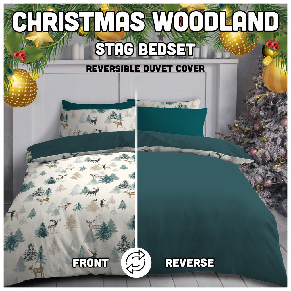 Christmas Duvet Cover Teddy Bedding Reversible Quilt Set Single Double Size UK